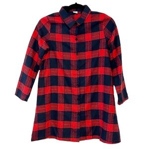 Pat Pat Button Down Flannel Shirt Dress Youth SZ 10 in Red Black Buffalo…